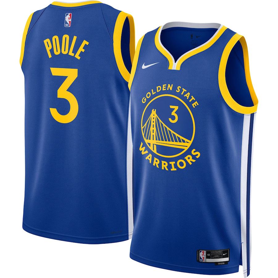 Men Golden State Warriors 3 Jordan Poole Nike Royal 2022-23 Swingman NBA Jerseys